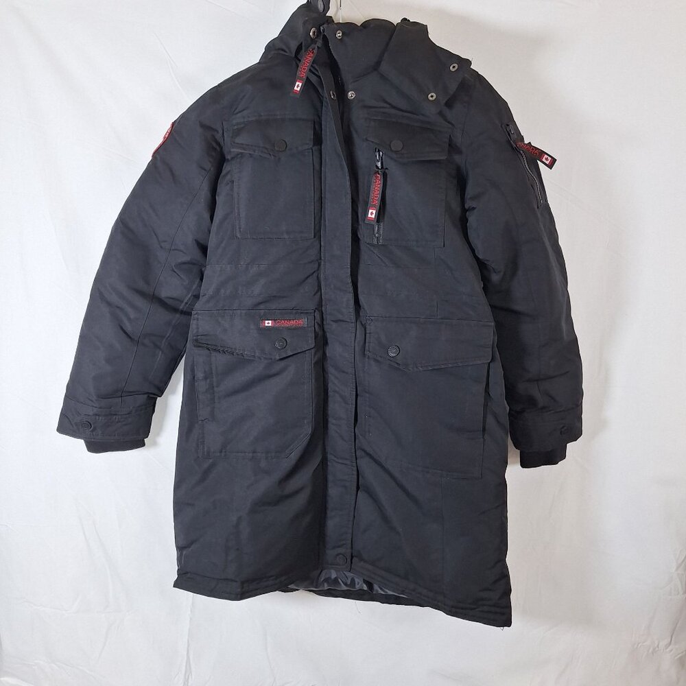 Canada Weathergear Black Hooded Coat Woman size small